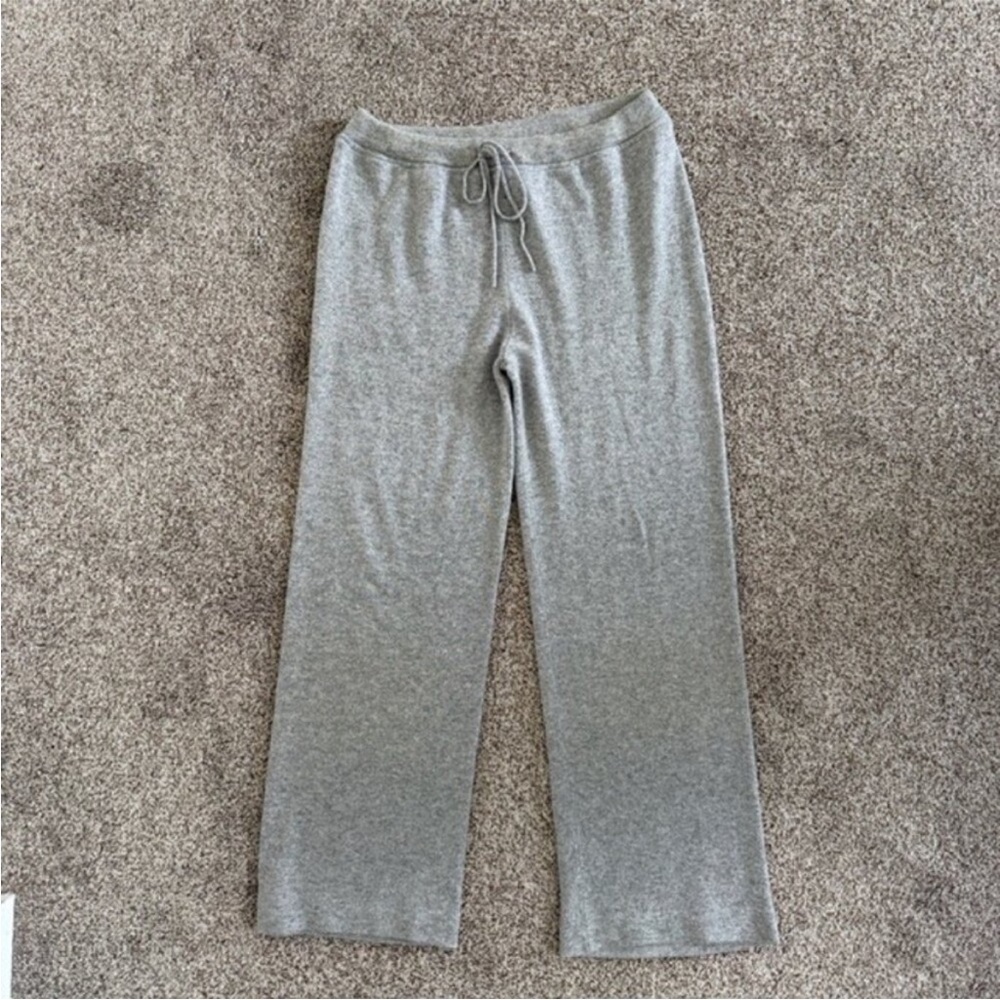 NEIMAN MARCUS 2 Pc Heather Gray Cashmere Lounge PJ Set Medium - Picture 9 of 13